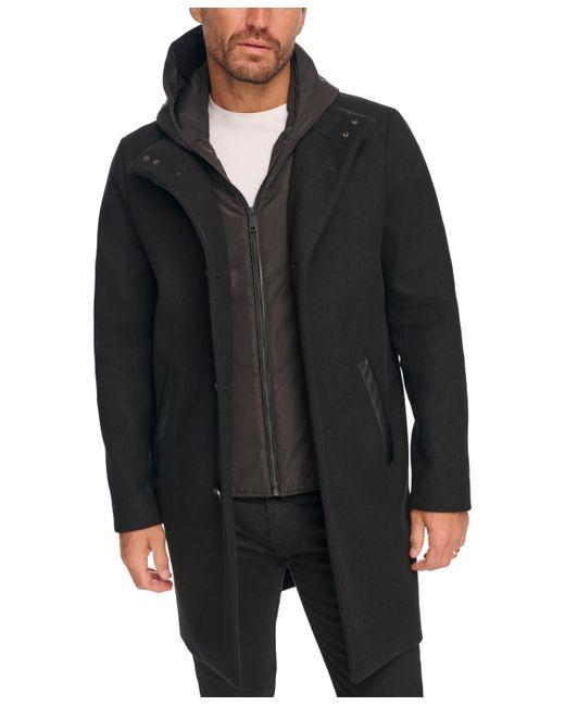 Kenneth Cole Removable Hood Button Car Coat