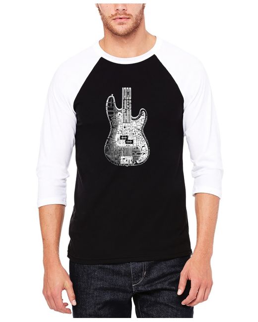 La Pop Art Raglan Baseball Word Art Bass Guitar T-shirt