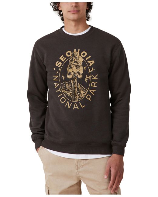 Cotton On Graphic Crew Fleece Sweatshirt Sequoia