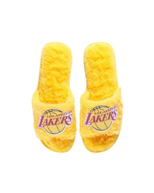 Foco Los Angeles Lakers Rhinestone Fuzzy Slippers