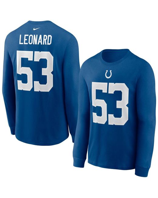 Nike Darius Leonard Indianapolis Colts Player Name and Number Long Sleeve T-shirt