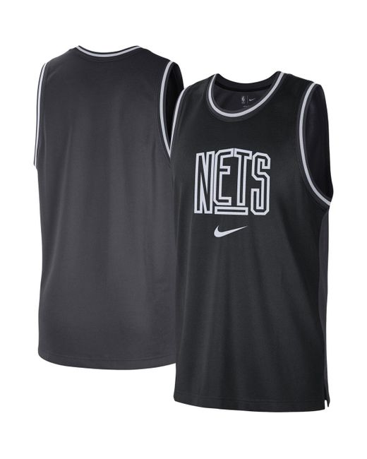Nike Anthracite Brooklyn Nets Courtside Versus Force Split Dna Performance Mesh Tank Top