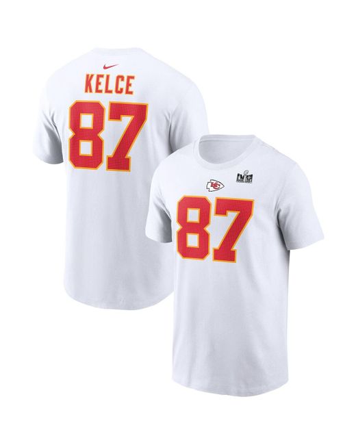 Nike Travis Kelce Kansas City Chiefs Super Bowl Lviii Patch Player Name and Number T-shirt