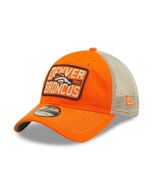 New Era and Natural Denver Broncos Devoted Trucker 9TWENTY Snapback Hat