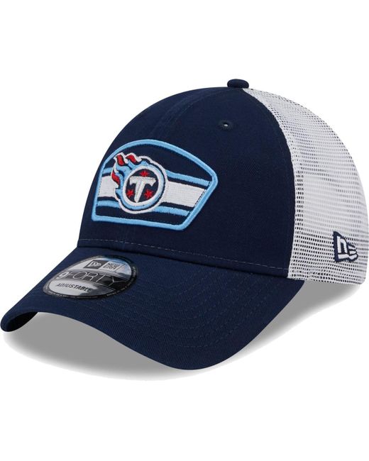 New Era White Tennessee Titans Logo Patch Trucker 9FORTY Snapback Hat