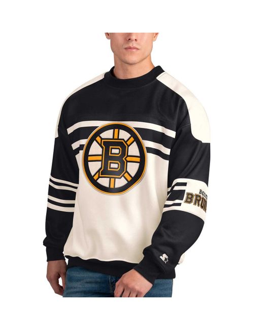 Starter Boston Bruins Defense Fleece Crewneck Pullover Sweatshirt