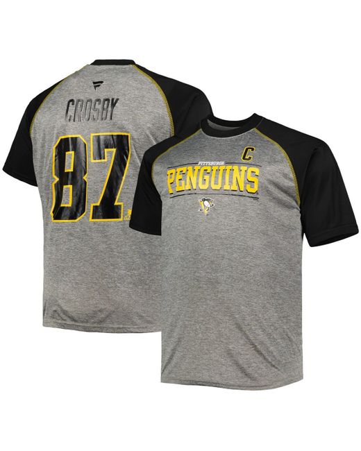 Fanatics Sidney Crosby Black Pittsburgh Penguins Big and Tall Contrast Raglan Name Number T-shirt