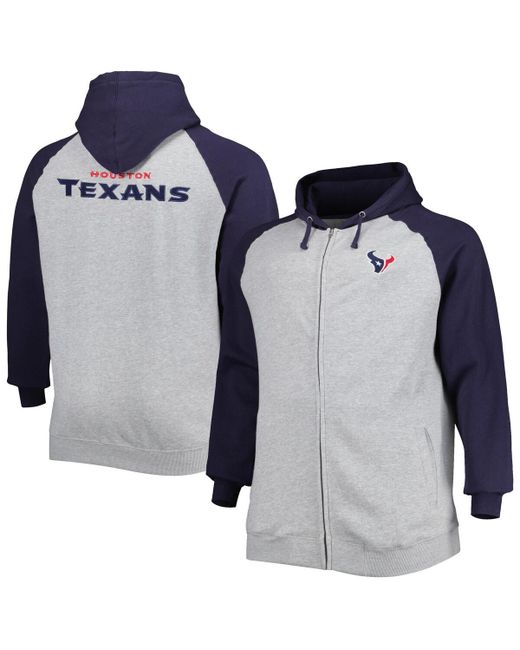 Fanatics Houston Texans Big and Tall Fleece Raglan Full-Zip Hoodie Jacket