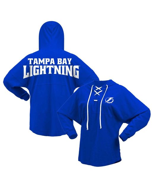 Fanatics Tampa Bay Lightning Jersey Lace-Up V-Neck Long Sleeve Hoodie T-shirt