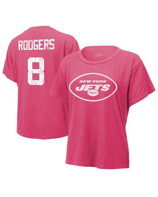 Majestic Threads Aaron Rodgers Distressed New York Jets Name and Number T-shirt