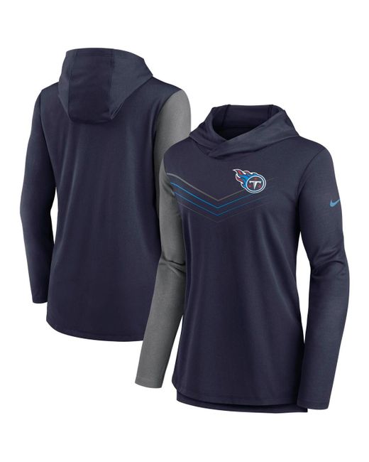 Nike and Heathered Charcoal Tennessee Titans Chevron Hoodie Performance Long Sleeve T-shirt