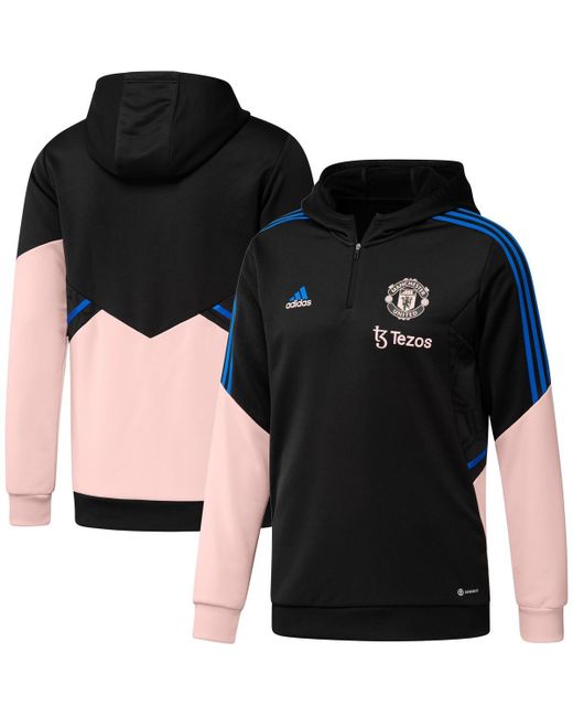 Adidas Pink Manchester United Training Aeroready Quarter-Zip Hoodie