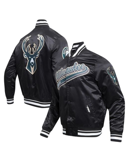 Pro Standard Milwaukee Bucks Script Tail Full-Snap Satin Varsity Jacket