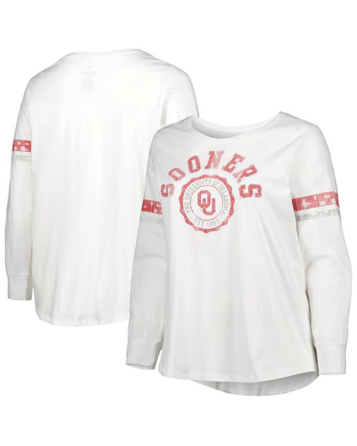 Profile Oklahoma Sooners Contrast Stripe Plus Scoop Neck Long Sleeve T-shirt