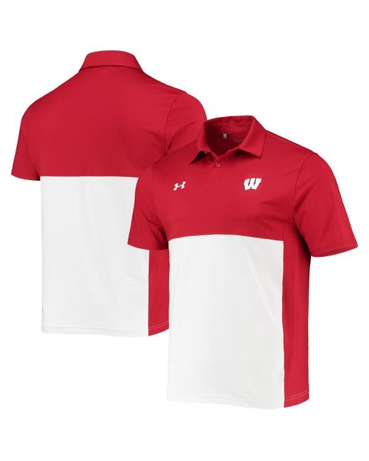 Under Armour White Wisconsin Badgers 2022 Blocked Coaches Performance Polo Shirt