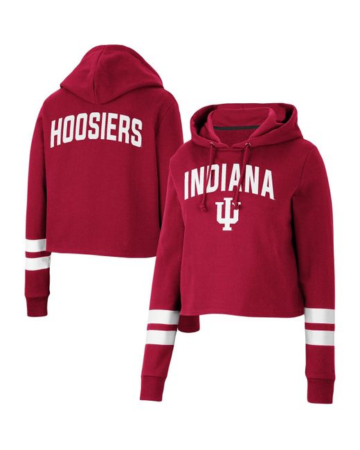 Colosseum Indiana Hoosiers Throwback Stripe Cropped Pullover Hoodie