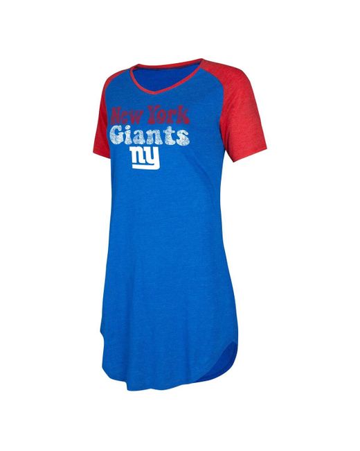 Concepts Sport Distressed New York Giants Raglan V-Neck Nightshirt