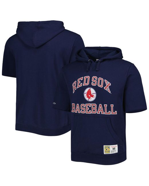 Mitchell & Ness Boston Red Sox Cooperstown Collection Washed Fleece Pullover Short Sleeve Hoodie