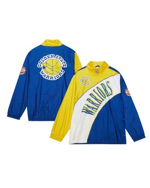 Mitchell & Ness Distressed Golden State Warriors Hardwood Classics Arched Retro Lined Full-Zip Windbreaker Jacket