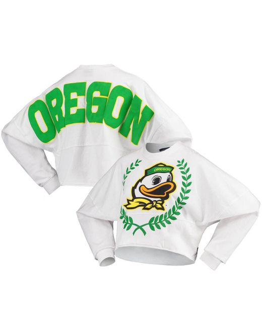 Spirit Jersey Oregon Ducks Laurels Crop Long Sleeve T-shirt