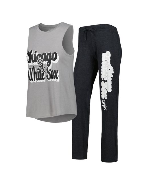 Concepts Sport Heather Gray Chicago White Sox Wordmark Meter Muscle Tank Top and Pants Sleep Set