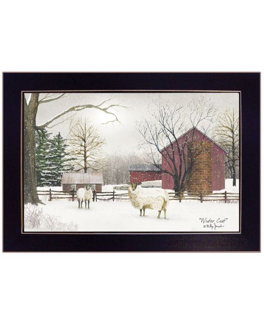 Trendy Decor 4u Winter Coat sheep by Billy Jacobs Ready to hang Framed Print Black Frame 20 x 14