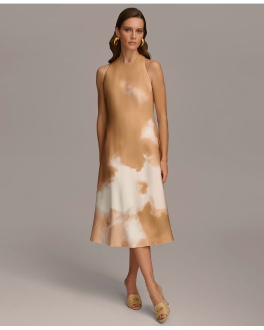 Donna Karan Halter-Neck Sleeveless Midi Dress