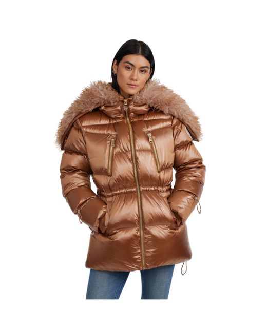Pajar Electra Ladies Mid Puffer Coat with Detachable Sherpa Lined Split Hood