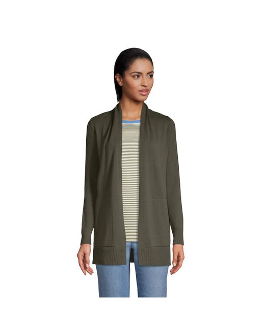 Lands' End Cotton Open Long Sleeve Cardigan Sweater