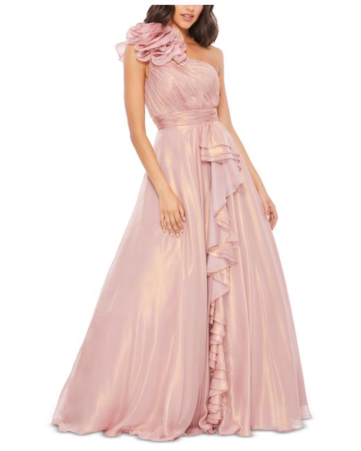 Mac Duggal Iridescent One Shoulder Rosette Ball Gown
