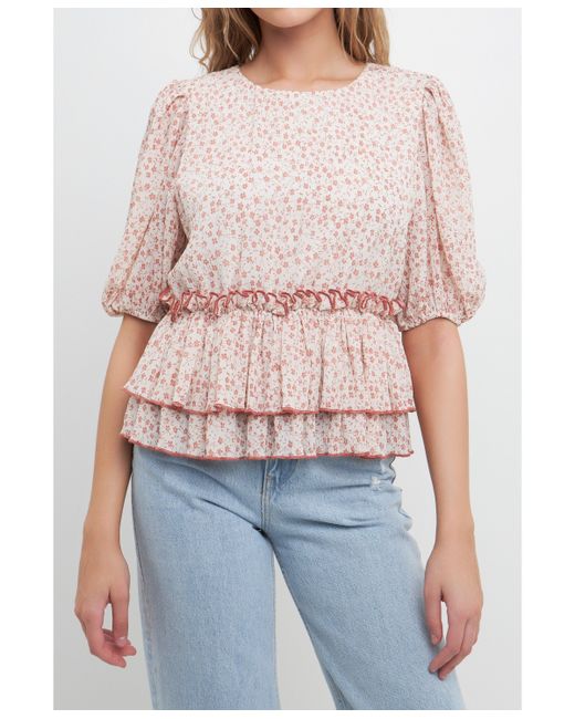Free the Roses Pleated Floral Top