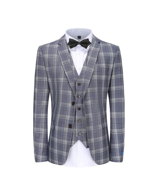Braveman 3-Piece Checkered Plaid Slim Fit Suit