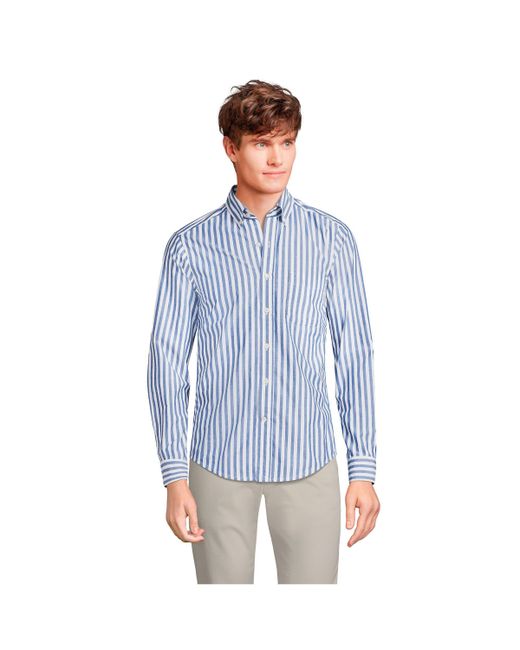 Lands' End Tailored Fit Essential Lightweight Long Sleeve Poplin Shirt