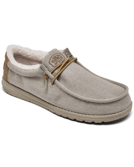 Hey Dude Wally Herringbone Faux Sherpa Casual Moccasin Sneakers from Finish Line