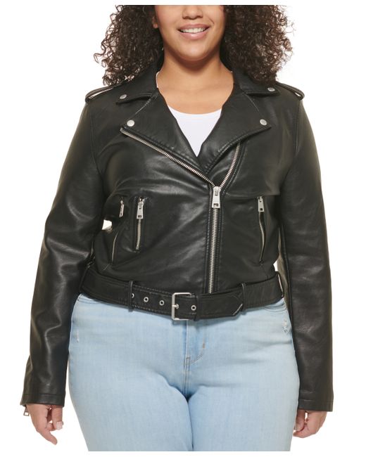 Levi's Plus Faux Leather Belted Motorcycle Jacket