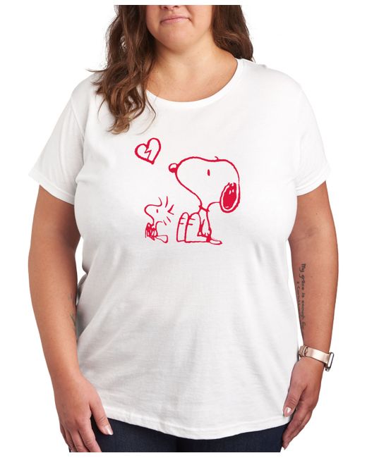 Hybrid Apparel Air Waves Trendy Plus Peanuts Snoopy Woodstock Valentines Day Graphic T-shirt