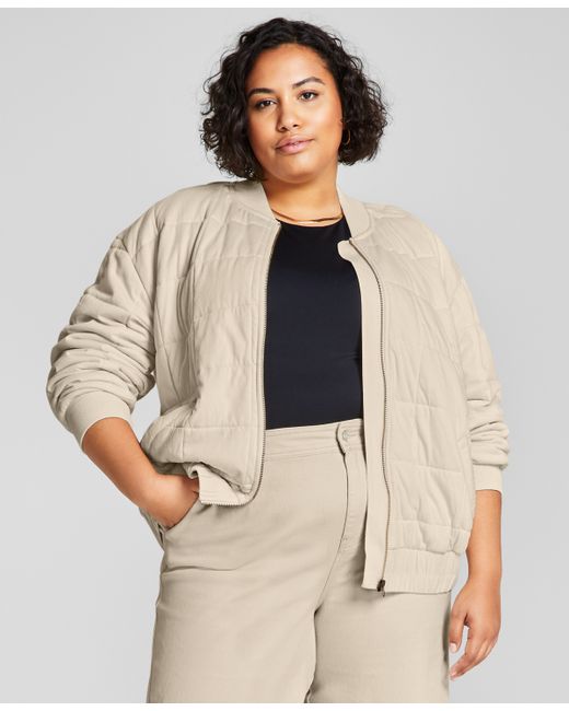 And Now This Trendy Plus Quilted Bomber Jacket