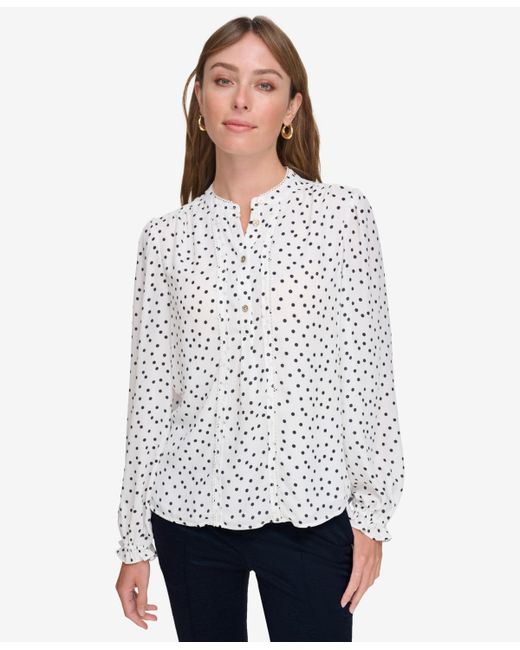 Tommy Hilfiger Printed Long-Sleeve Blouse Midnight