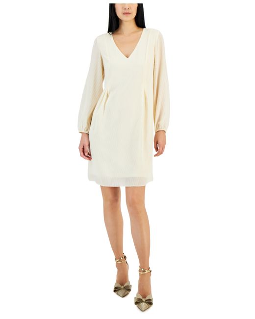 I.N.C. International Concepts Textured Chiffon Long-Sleeve Bow-Back Dress Created for