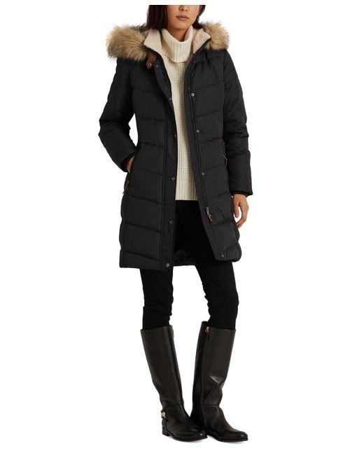 Lauren Ralph Lauren Faux-Fur-Trim Hooded Puffer Coat