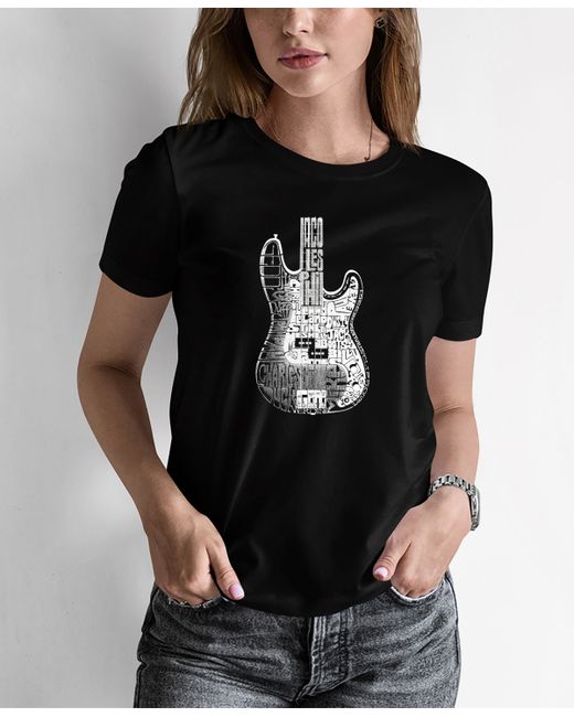 La Pop Art Word Art Bass Guitar T-shirt