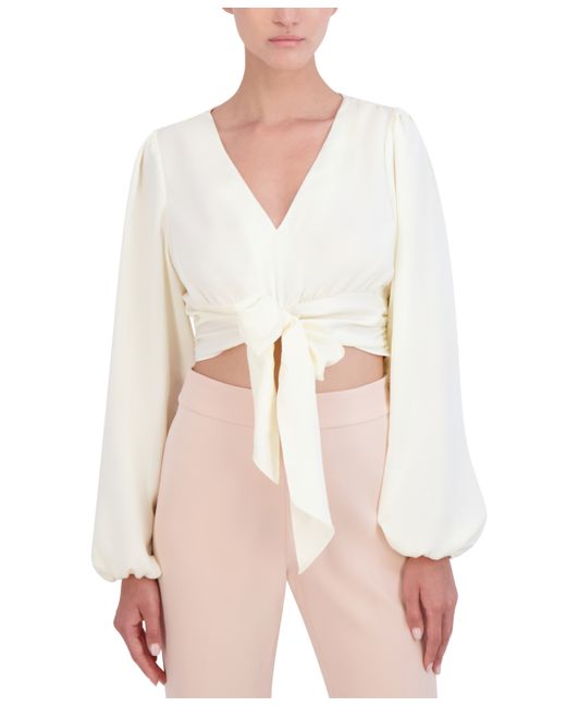 Bcbg New York Tie-Front Cropped Blouse