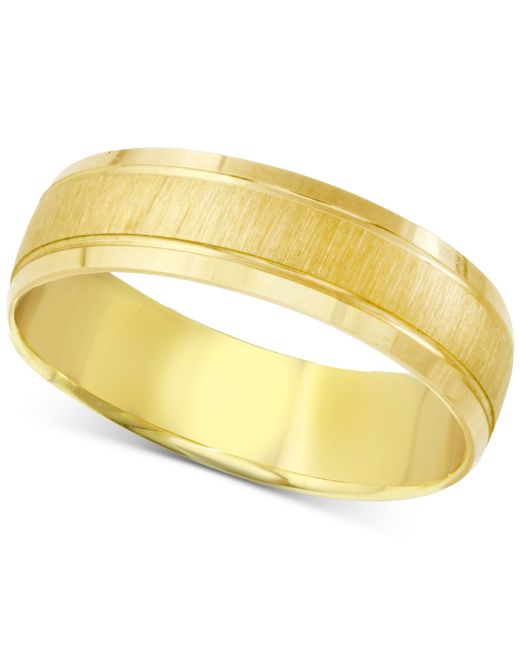 Macy's Textured Polished Beveled Wedding Band 14k Gold