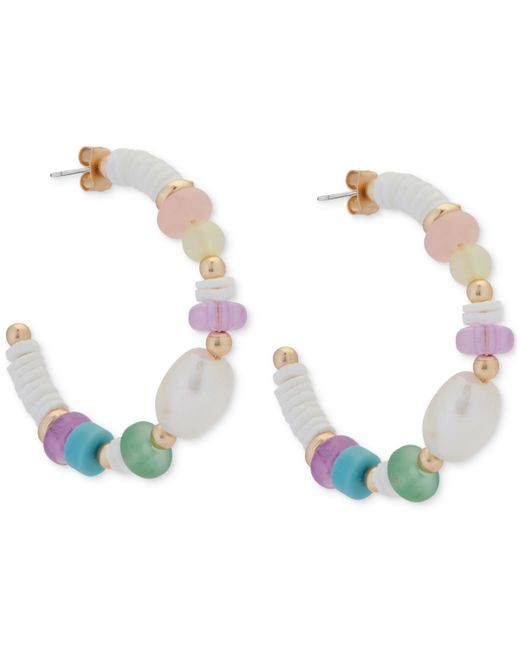 Lucky Brand Tone Multicolor Mixed Stone C-Hoop Earrings