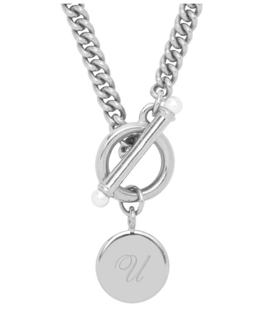 Brook & York Stella Imitation Pearl Initial Toggle Necklace