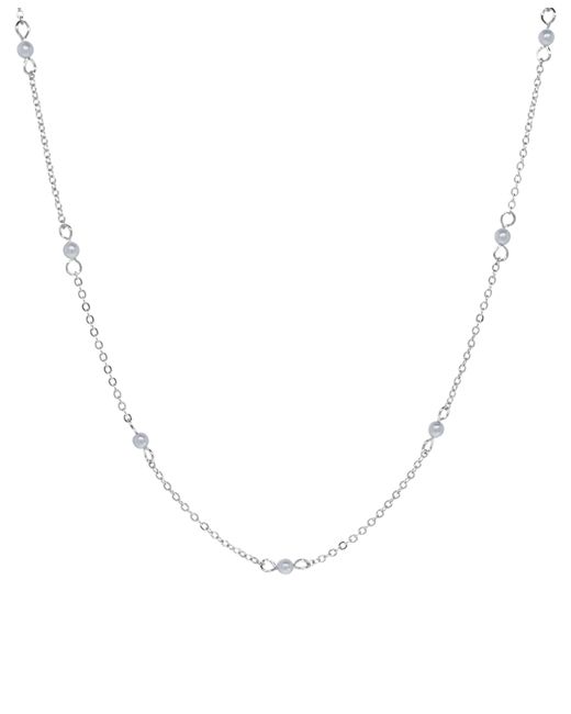 2028 Silver-Tone Imitation Pearl Chain Necklace