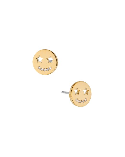 Ava Nadri Smiley Face Stud Earring 18K Gold Plated Brass