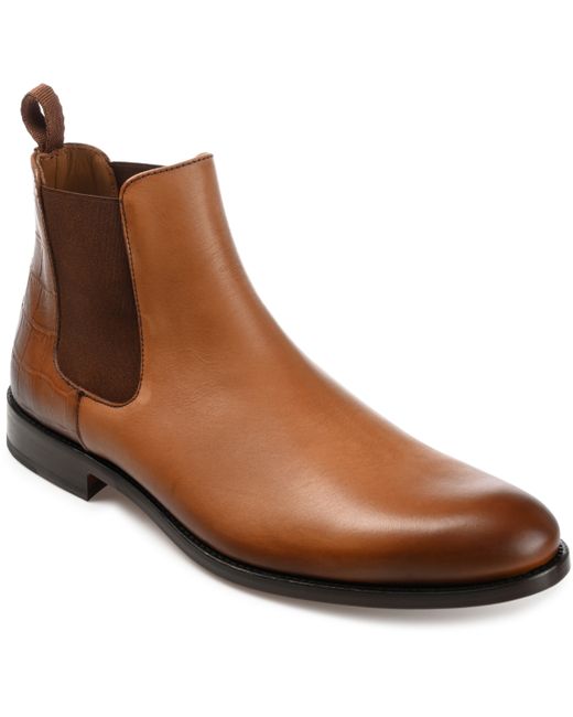Taft Hiro Leather and Embossed Croc Detailing Chelsea Boots