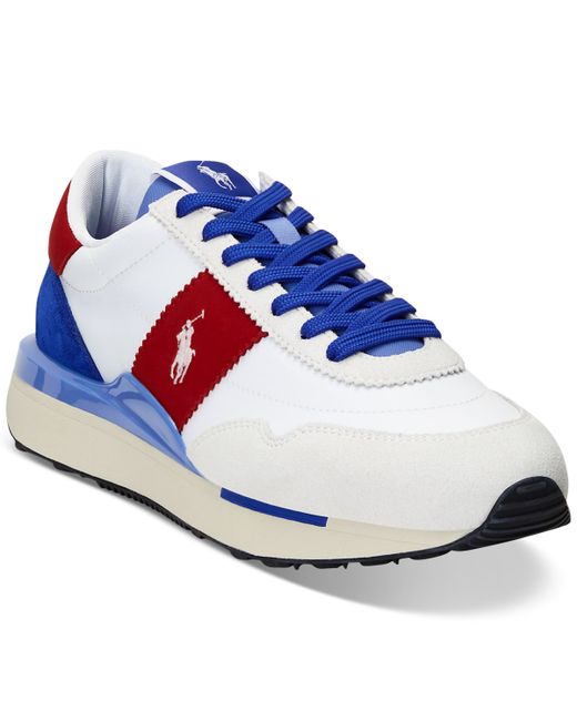 Polo Ralph Lauren Train 89 Paneled Lace-Up Sneakers blue/red