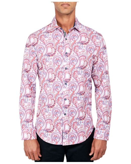 Society Of Threads Regular-Fit Non-Iron Performance Stretch Paisley-Print Button-Down Shirt